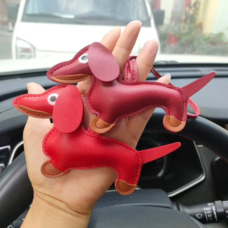 PU Leather Dachshund Dog Keychains